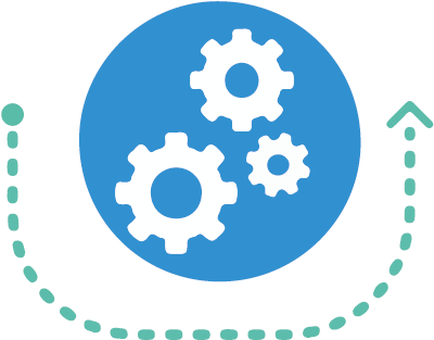 Icon symbolising engineering processes, manufacture and assembly operations, highlighting automation, system optimisation, and efficient production workflows.